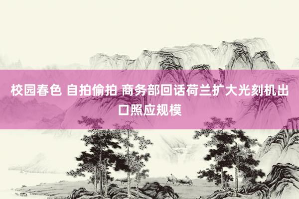 校园春色 自拍偷拍 商务部回话荷兰扩大光刻机出口照应规模