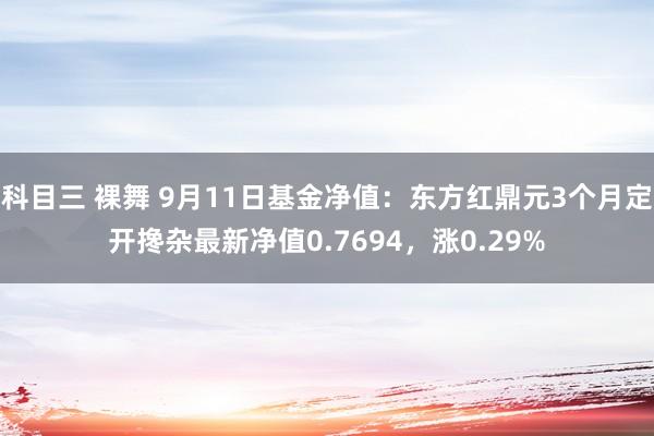 科目三 裸舞 9月11日基金净值：东方红鼎元3个月定开搀杂最新净值0.7694，涨0.29%