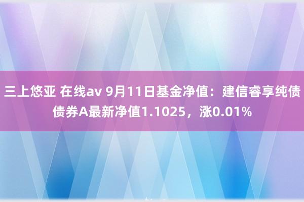 三上悠亚 在线av 9月11日基金净值：建信睿享纯债债券A最新净值1.1025，涨0.01%