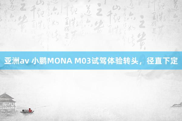 亚洲av 小鹏MONA M03试驾体验转头，径直下定