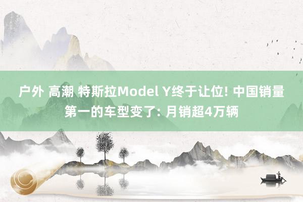 户外 高潮 特斯拉Model Y终于让位! 中国销量第一的车型变了: 月销超4万辆