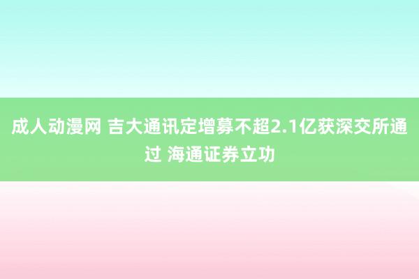 成人动漫网 吉大通讯定增募不超2.1亿获深交所通过 海通证券立功