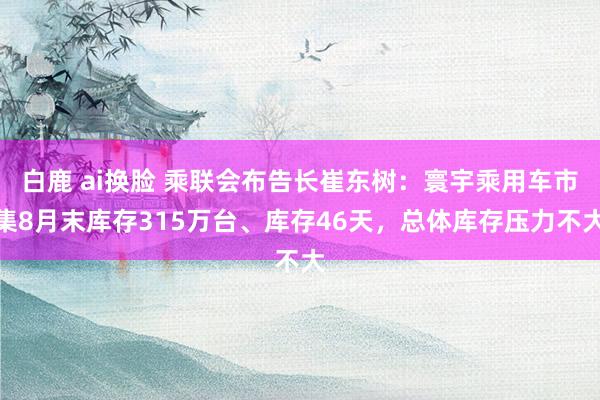 白鹿 ai换脸 乘联会布告长崔东树：寰宇乘用车市集8月末库存315万台、库存46天，总体库存压力不大