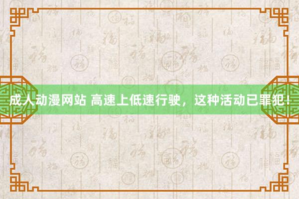 成人动漫网站 高速上低速行驶，这种活动已罪犯！