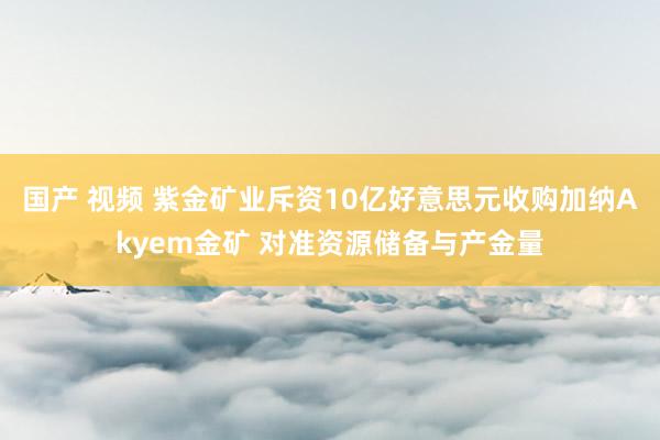 国产 视频 紫金矿业斥资10亿好意思元收购加纳Akyem金矿 对准资源储备与产金量