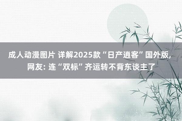 成人动漫图片 详解2025款“日产逍客”国外版, 网友: 连“双标”齐运转不背东谈主了