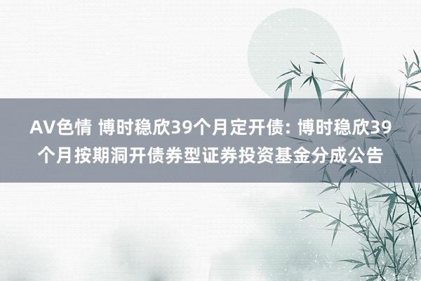 AV色情 博时稳欣39个月定开债: 博时稳欣39个月按期洞开债券型证券投资基金分成公告