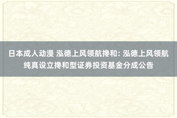 日本成人动漫 泓德上风领航搀和: 泓德上风领航纯真设立搀和型证券投资基金分成公告