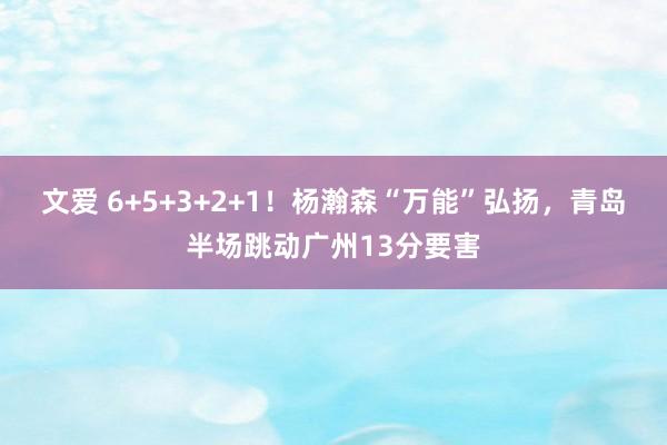 文爱 6+5+3+2+1！杨瀚森“万能”弘扬，青岛半场跳动广州13分要害