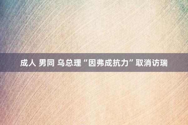 成人 男同 乌总理“因弗成抗力”取消访瑞