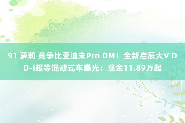 91 萝莉 竞争比亚迪宋Pro DM！全新启辰大V DD-i超等混动式车曝光：现金11.89万起