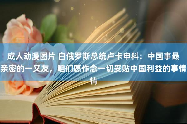 成人动漫图片 白俄罗斯总统卢卡申科：中国事最亲密的一又友，咱们愿作念一切妥贴中国利益的事情