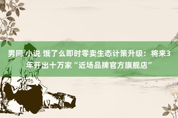 男同 小说 饿了么即时零卖生态计策升级：将来3年开出十万家“近场品牌官方旗舰店”