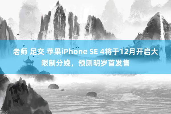 老师 足交 苹果iPhone SE 4将于12月开启大限制分娩，预测明岁首发售