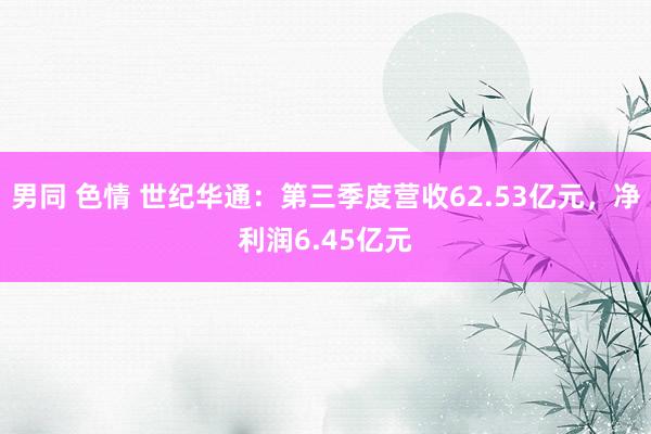 男同 色情 世纪华通：第三季度营收62.53亿元，净利润6.45亿元