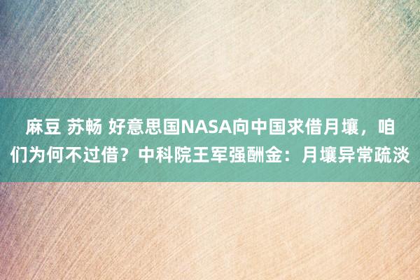 麻豆 苏畅 好意思国NASA向中国求借月壤，咱们为何不过借？中科院王军强酬金：月壤异常疏淡