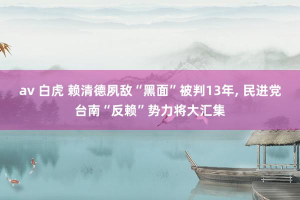 av 白虎 赖清德夙敌“黑面”被判13年， 民进党台南“反赖”势力将大汇集