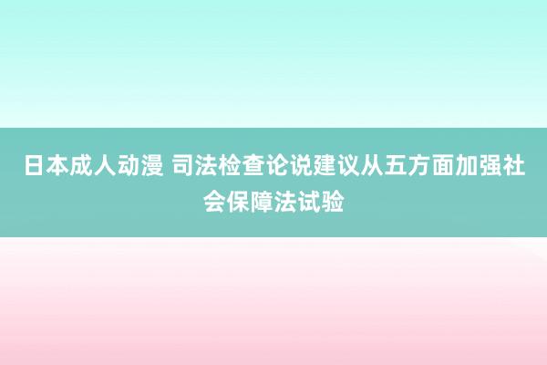 日本成人动漫 司法检查论说建议从五方面加强社会保障法试验