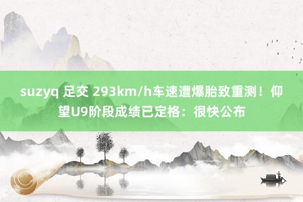 suzyq 足交 293km/h车速遭爆胎致重测！仰望U9阶段成绩已定格：很快公布