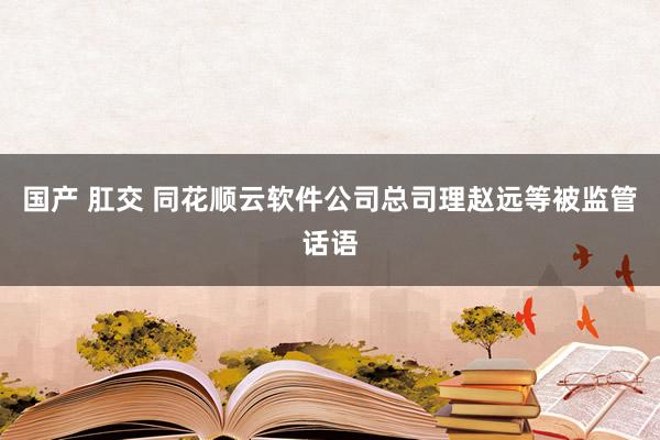 国产 肛交 同花顺云软件公司总司理赵远等被监管话语