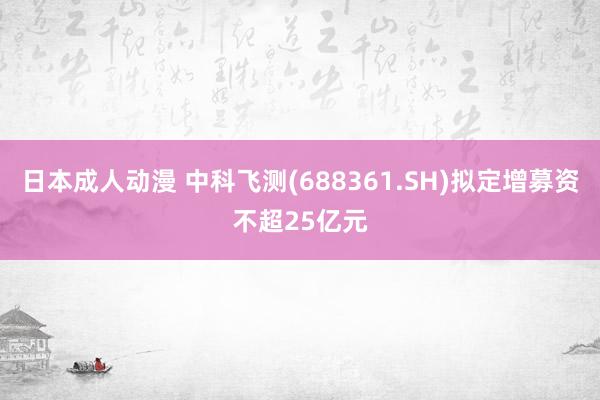 日本成人动漫 中科飞测(688361.SH)拟定增募资不超25亿元