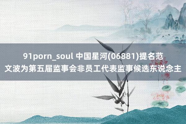 91porn_soul 中国星河(06881)提名范文波为第五届监事会非员工代表监事候选东说念主