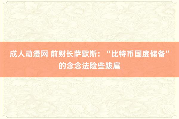 成人动漫网 前财长萨默斯：“比特币国度储备”的念念法险些跋扈