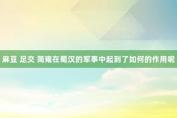 麻豆 足交 简雍在蜀汉的军事中起到了如何的作用呢