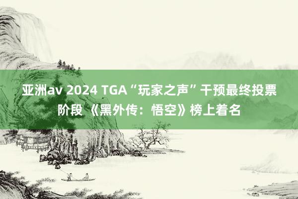 亚洲av 2024 TGA“玩家之声”干预最终投票阶段 《黑外传：悟空》榜上着名