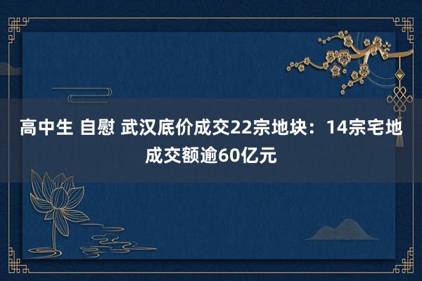 高中生 自慰 武汉底价成交22宗地块：14宗宅地成交额逾60亿元