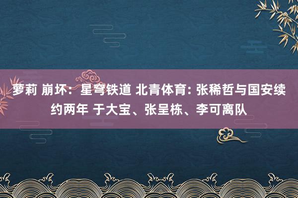 萝莉 崩坏：星穹铁道 北青体育: 张稀哲与国安续约两年 于大宝、张呈栋、李可离队