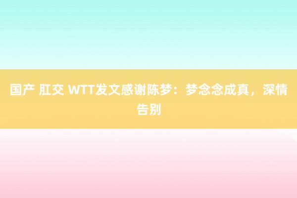 国产 肛交 WTT发文感谢陈梦：梦念念成真，深情告别