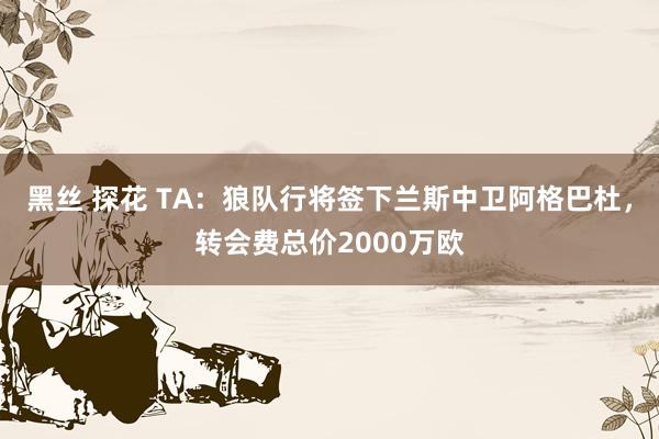 黑丝 探花 TA：狼队行将签下兰斯中卫阿格巴杜，转会费总价2000万欧