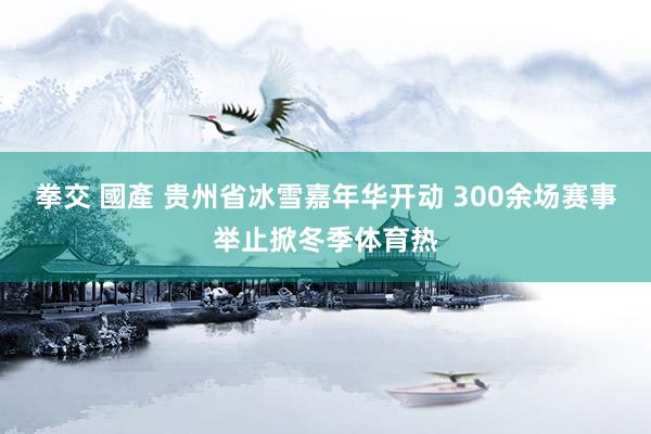 拳交 國產 贵州省冰雪嘉年华开动 300余场赛事举止掀冬季体育热