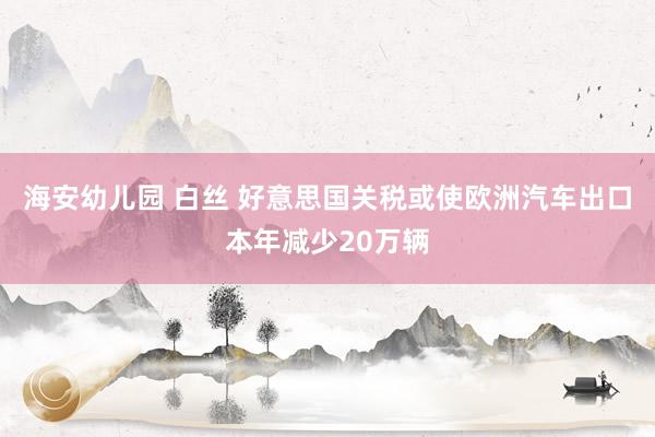 海安幼儿园 白丝 好意思国关税或使欧洲汽车出口本年减少20万辆