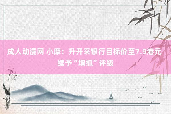 成人动漫网 小摩：升开采银行目标价至7.9港元 续予“增抓”评级