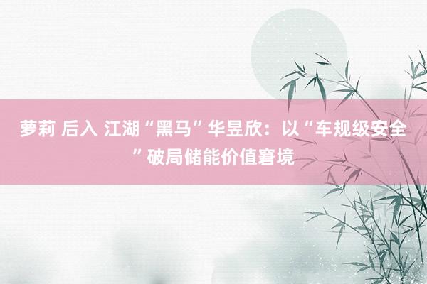 萝莉 后入 江湖“黑马”华昱欣：以“车规级安全”破局储能价值窘境