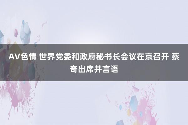 AV色情 世界党委和政府秘书长会议在京召开 蔡奇出席并言语