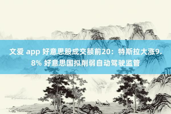 文爱 app 好意思股成交额前20：特斯拉大涨9.8% 好意思国拟削弱自动驾驶监管