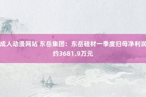 成人动漫网站 东岳集团：东岳硅材一季度归母净利润约3681.9万元