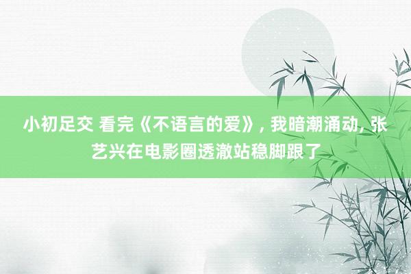 小初足交 看完《不语言的爱》, 我暗潮涌动, 张艺兴在电影圈透澈站稳脚跟了